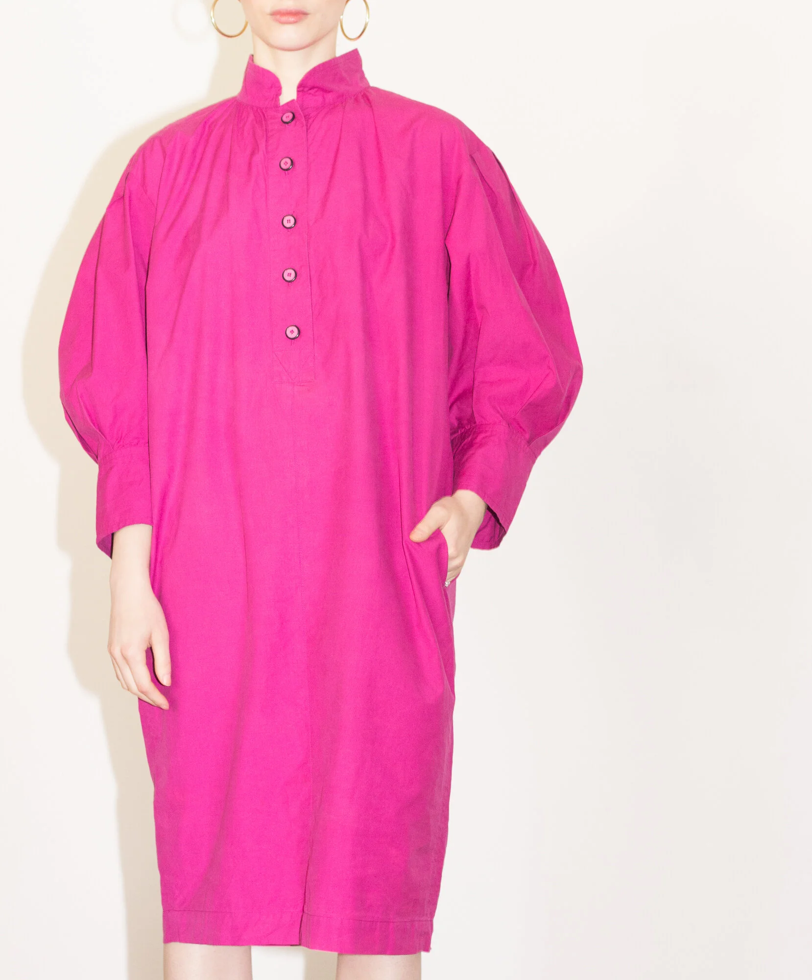 1980s Yves Saint Laurent Pink Ballon Sleeve Smock Dress — Wayward